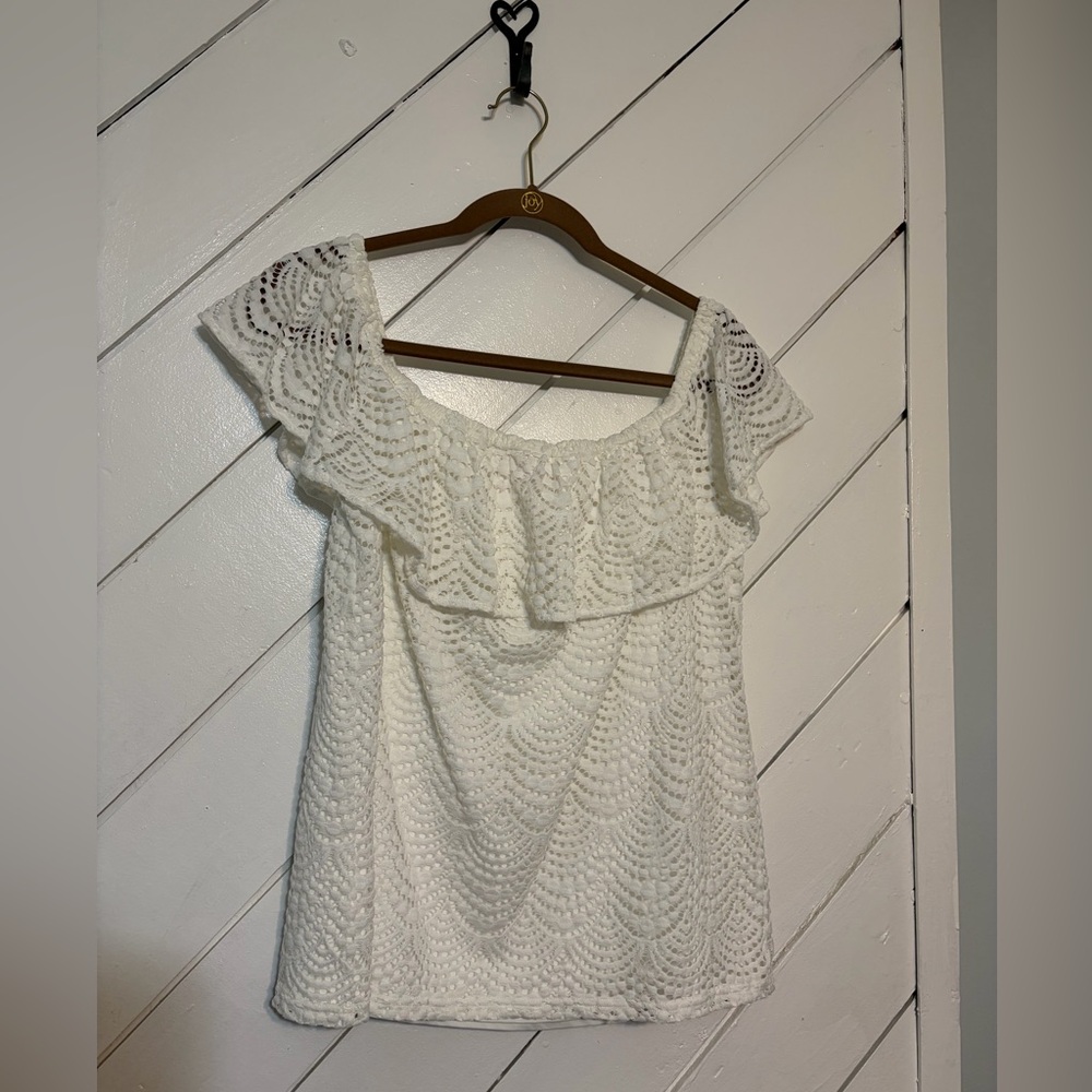 Lilly Pulitzer Nearly White Lace Blouse